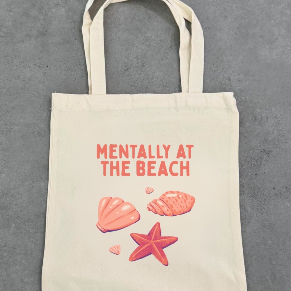 Mentally at the beach Tote with Beach Design